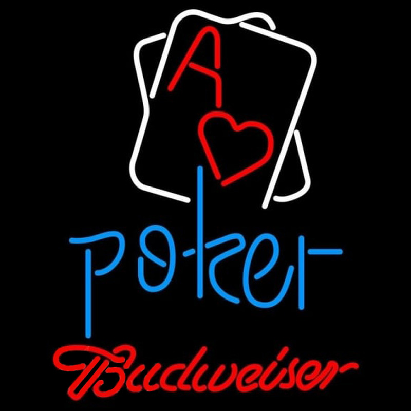 Budweiser Rectangular Black Hear Ace Beer Sign Neontábla