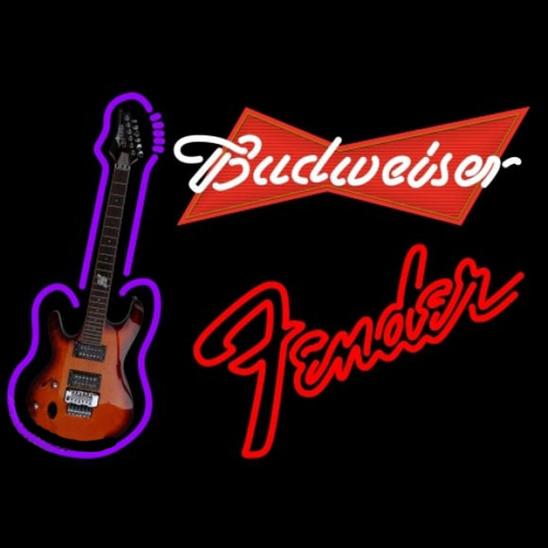 Budweiser Red Fender Red Guitar Beer Sign Neontábla