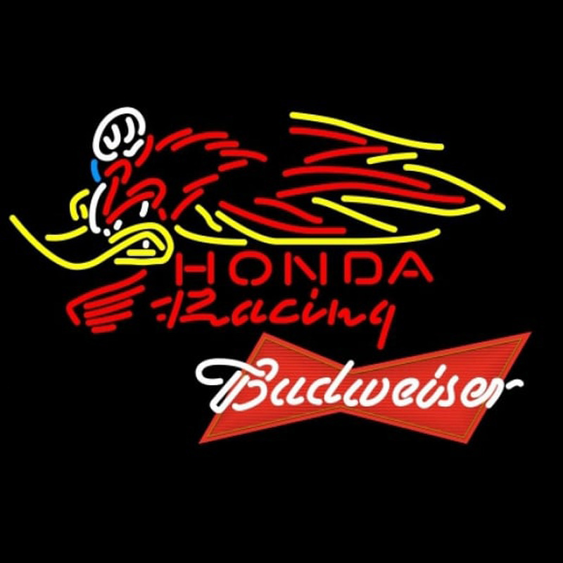 Budweiser Red Honda Racing Woody Woodpecker Crf 250 450 Motorcycle Beer Sign Neontábla
