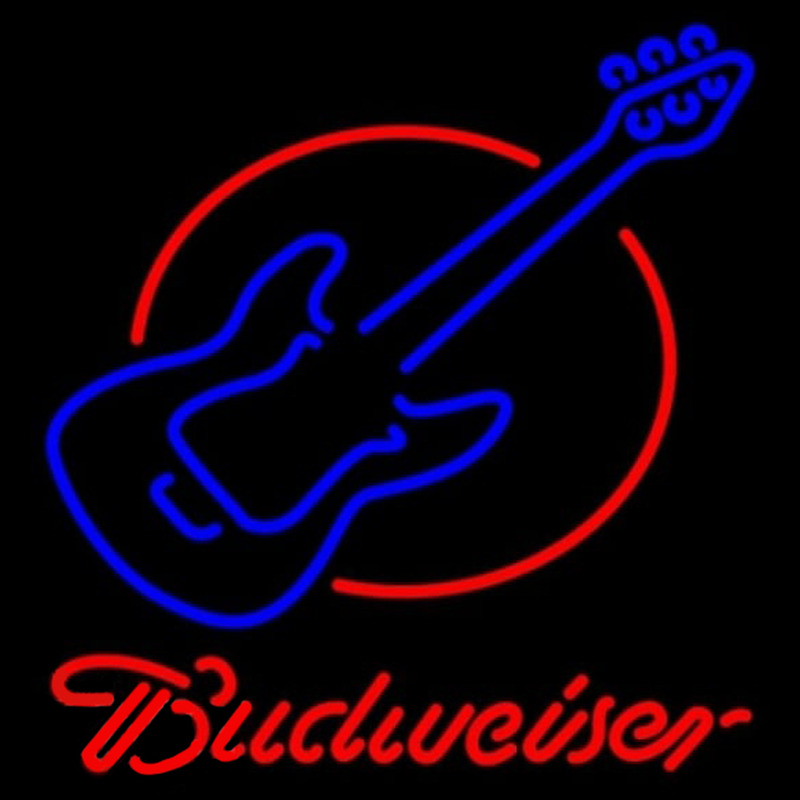 Budweiser Red Round Guitar Beer Sign Neontábla