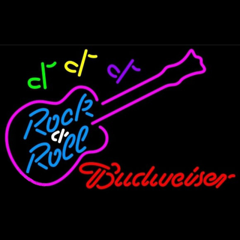 Budweiser Rock N Roll Pink Guitar Beer Sign Neontábla