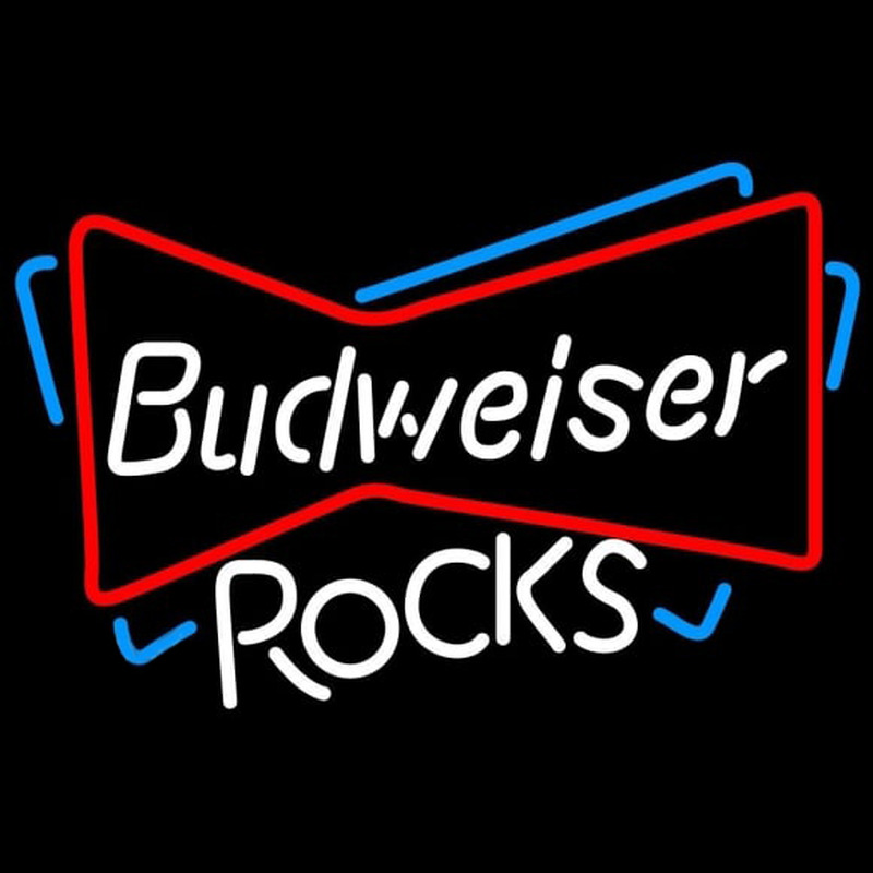 Budweiser Rocks Bowtie Beer Sign Neontábla