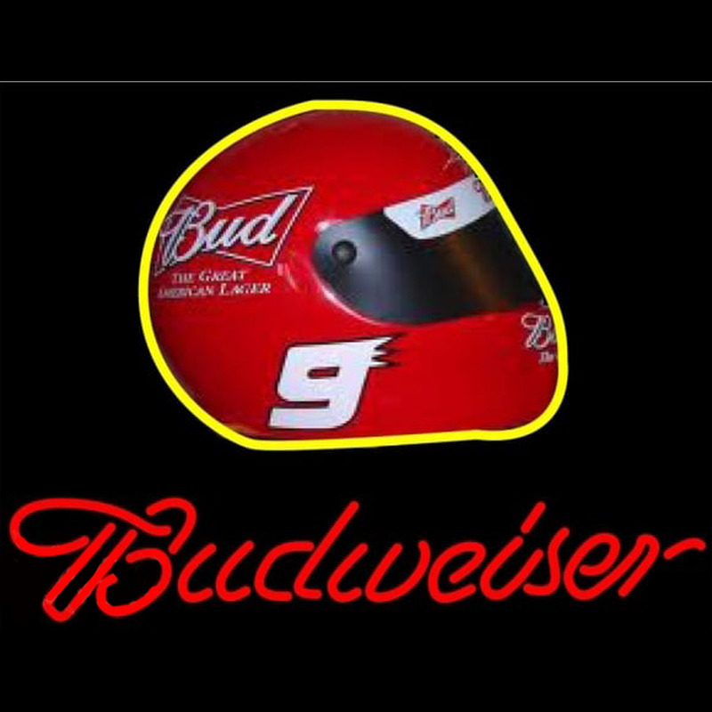 Budweiser Vintage Hascar Helmet7 Beer Sign Neontábla