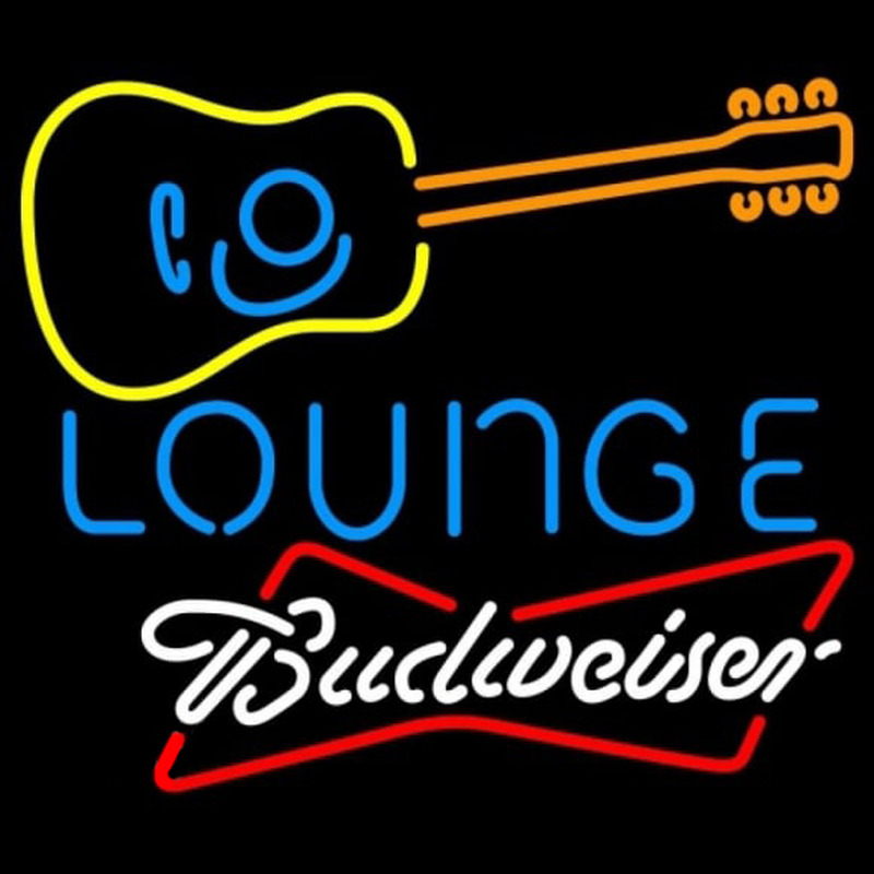 Budweiser White Guitar Lounge Beer Sign Neontábla