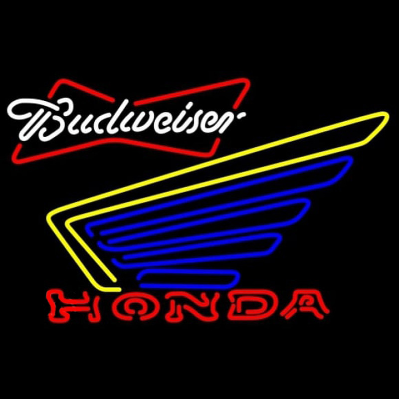 Budweiser White Honda Motorcycle Gold Wing Beer Sign Neontábla