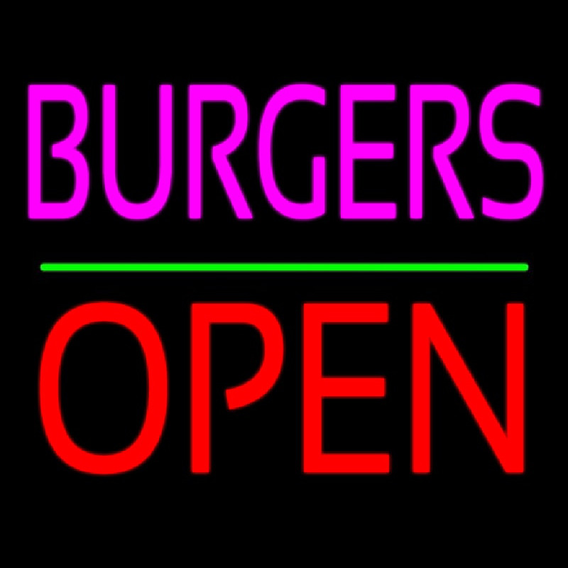 Burgers Block Open Green Line Neontábla