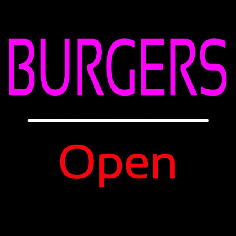 Burgers Open White Line Neontábla