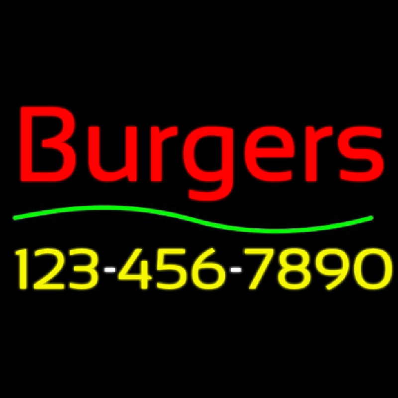 Burgers With Phone Number Neontábla