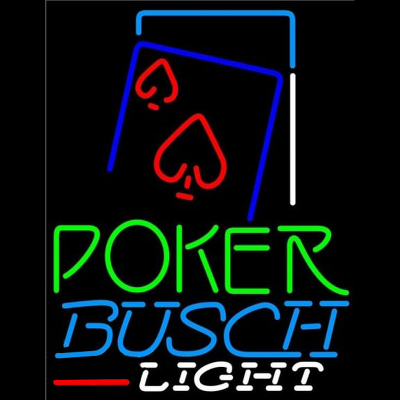 Busch Light Green Poker Red Heart Beer Sign Neontábla