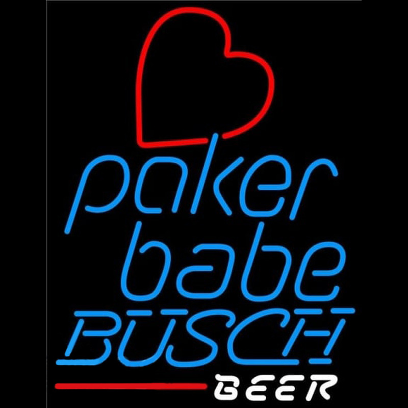Busch Poker Girl Heart Babe Beer Sign Neontábla