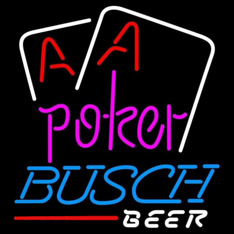 Busch Purple Lettering Red Aces White Cards Beer Sign Neontábla