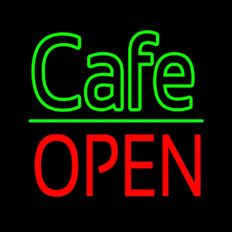 Cafe Block Open Green Line Neontábla