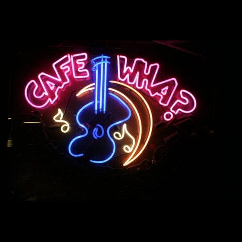 Cafe WHA musica guitarra Neontábla