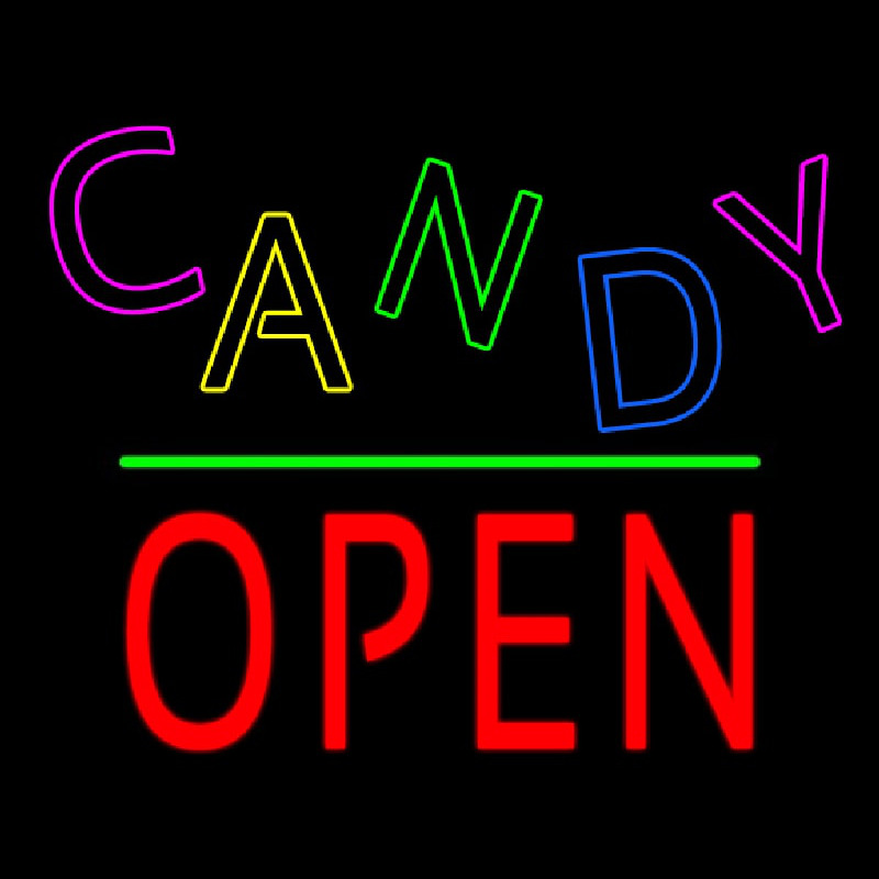 Candy Block Open Green Line Neontábla