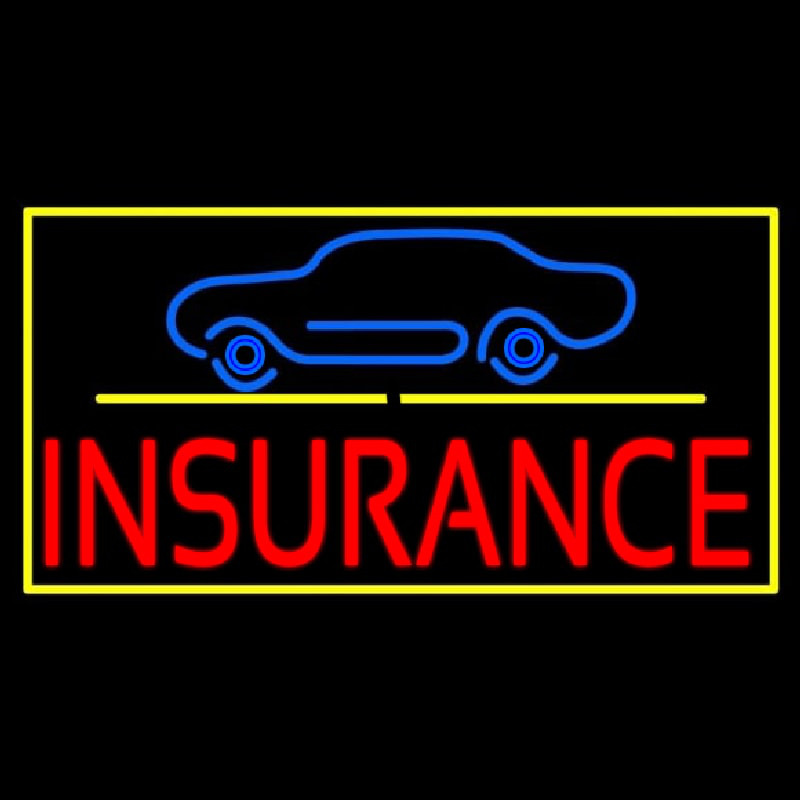 Car Logo Yellow Line Insurance With Border Neontábla