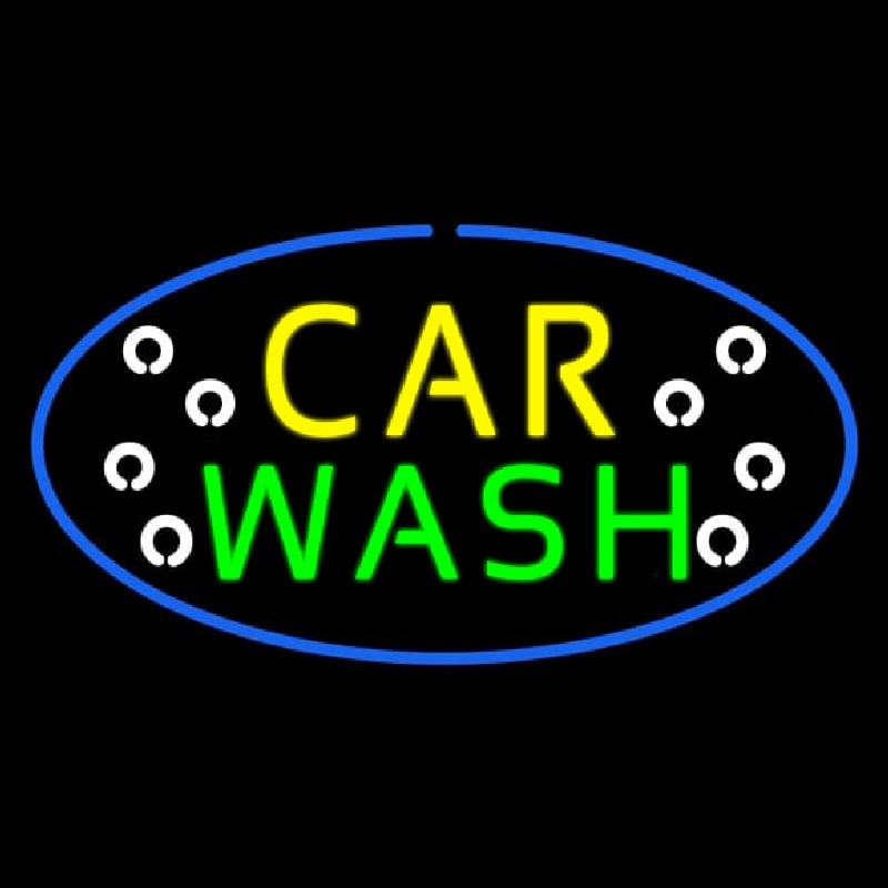 Car Wash Blue Oval Neontábla