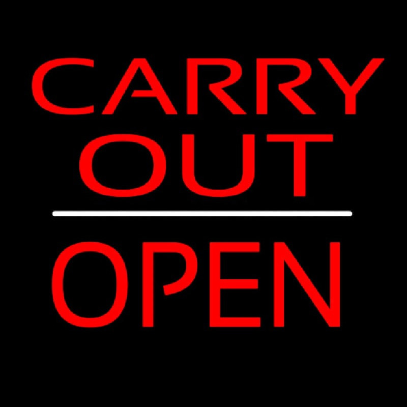 Carry Out Block Open White Line Neontábla