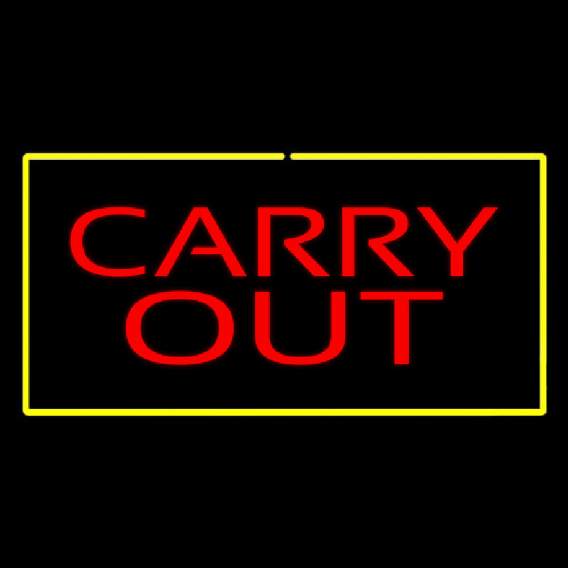 Carry Out Rectangle Yellow Neontábla