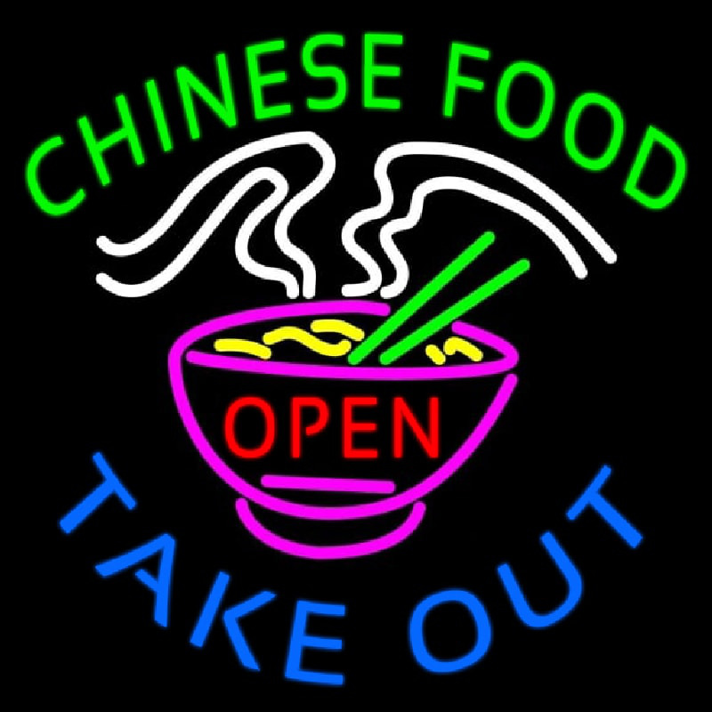 Chinese Food Open Take Out Neontábla