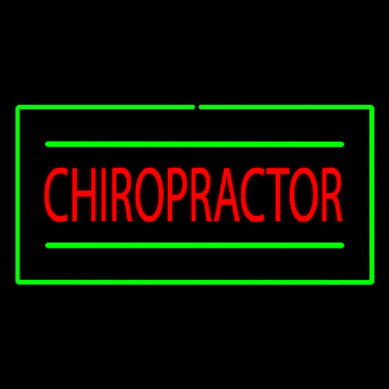 Chiropractor Rectangle Green Neontábla