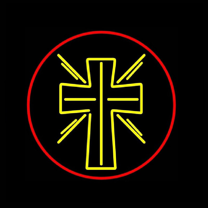 Christian Cross With Border Neontábla