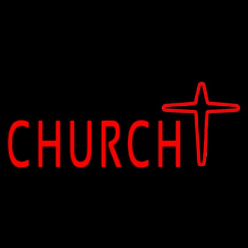 Church With Cross Logo Neontábla
