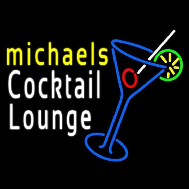 Cocktail Lounge With Martini Glass Neontábla