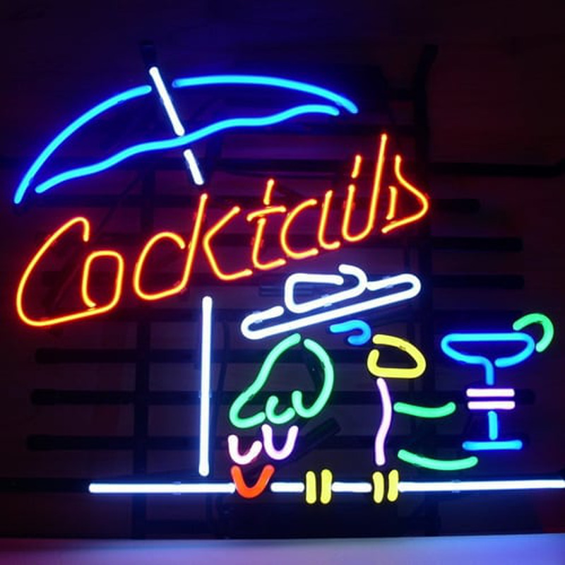 Cocktail Parrot Cocktails Neon Üveg Sör Kocsma Kocsma Tábla