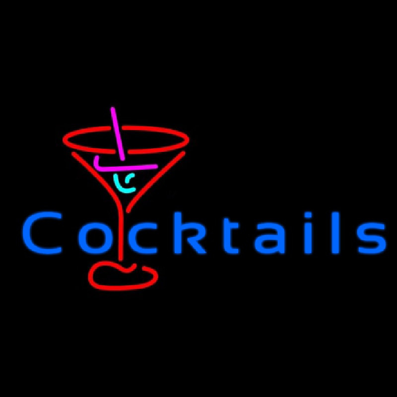 Cocktail with Red Cocktail Glass Neontábla