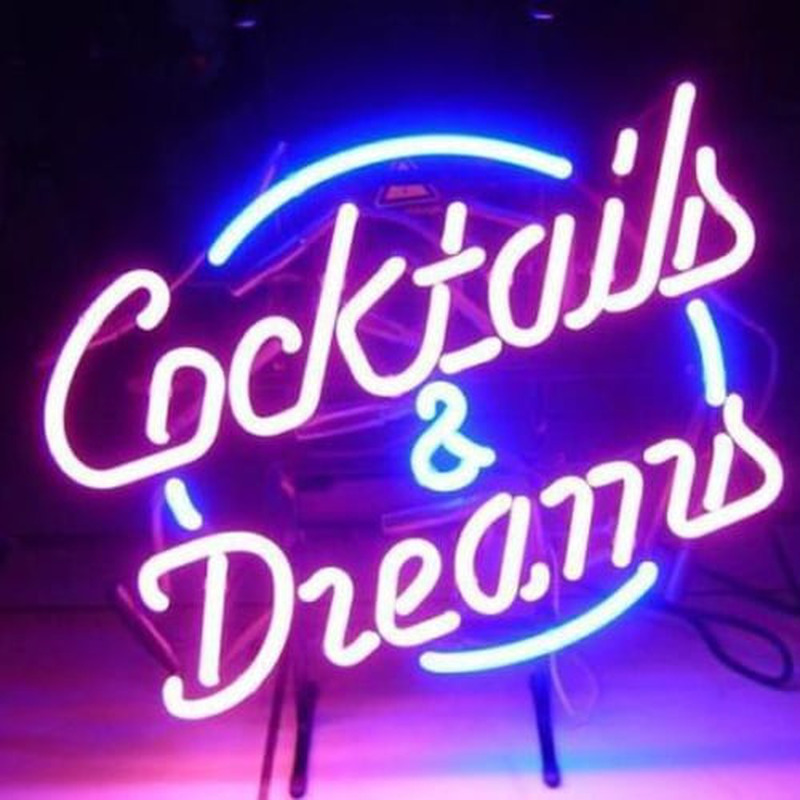 Cocktails And  Dreams Sör Kocsma Nyitva Neontábla