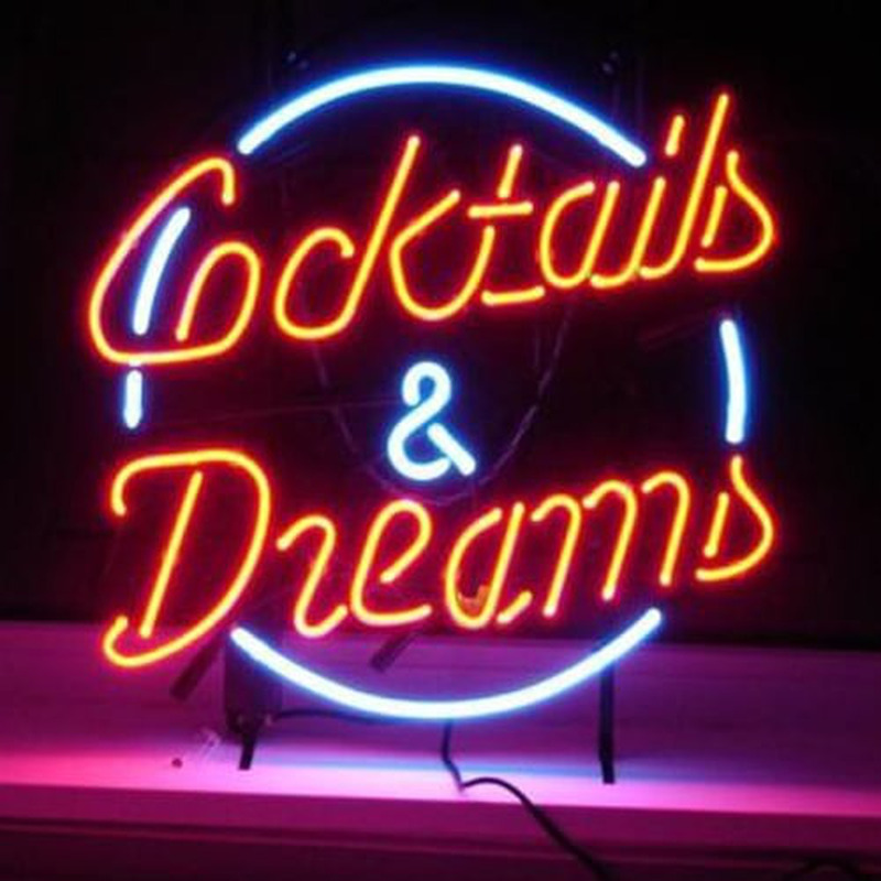 Cocktails And Dreams Sör Kocsma Nyitva Neontábla