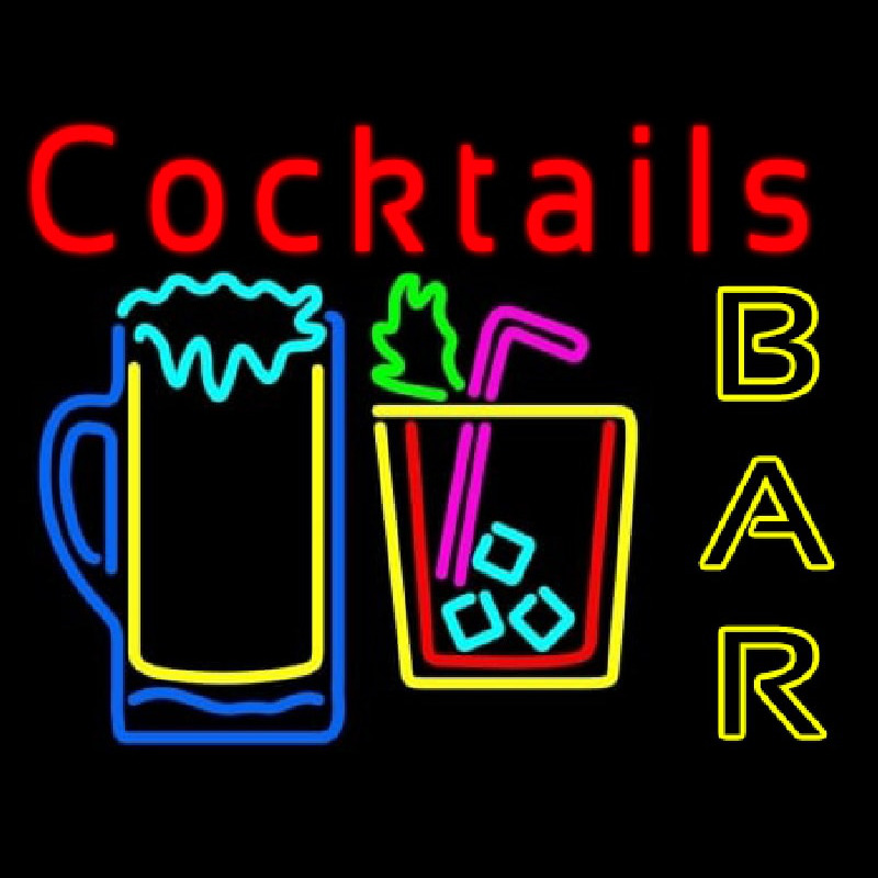 Cocktails Bar Open Neontábla