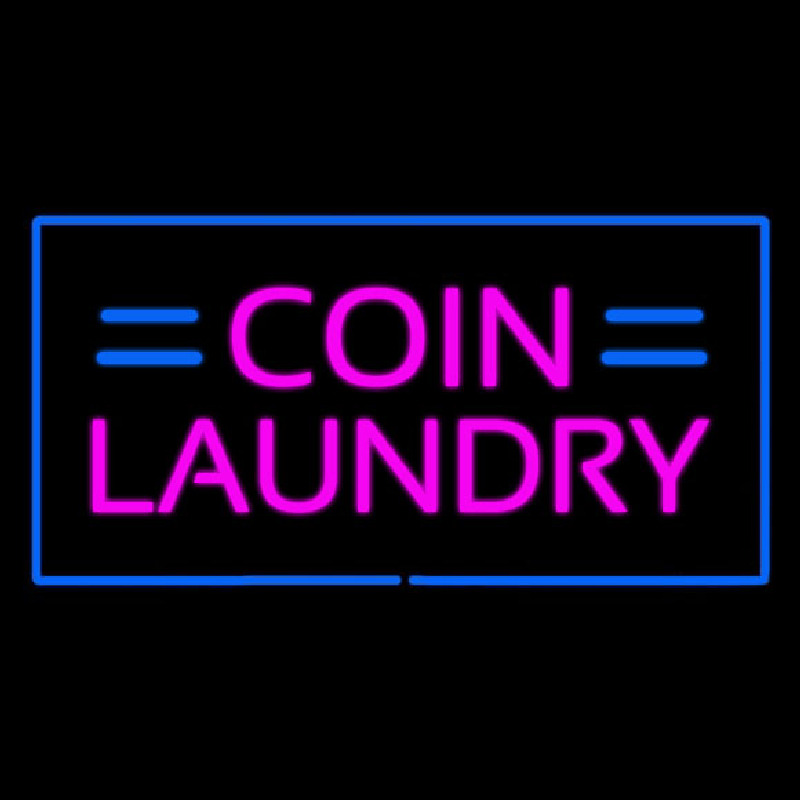 Coin Laundry With Blue Border Neontábla