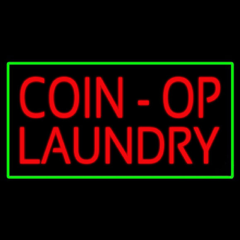 Coin Op Laundry Green Border Neontábla