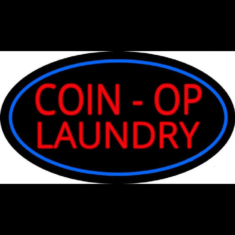 Coin Op Laundry Oval Blue Neontábla