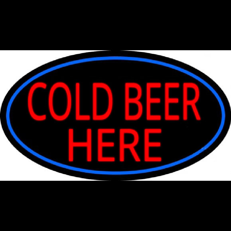 Cold Beer Here With Blue Border Neontábla