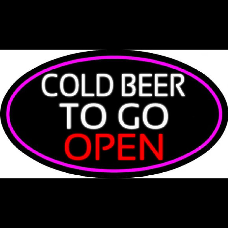 Cold Beer To Go Open Oval With Pink Border Neontábla