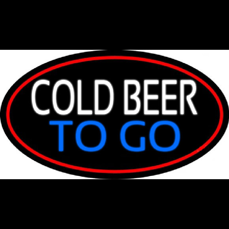 Cold Beer To Go Oval With Red Border Neontábla