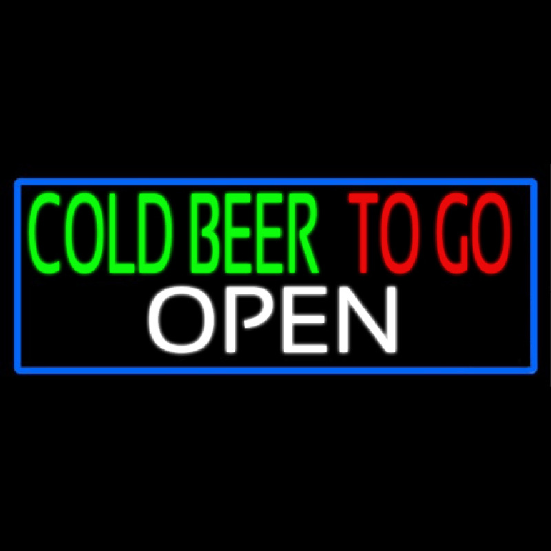 Cold Beer To Go With Blue Border Neontábla