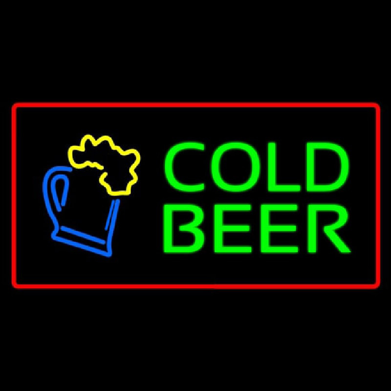 Cold Beer with Red Border Neontábla