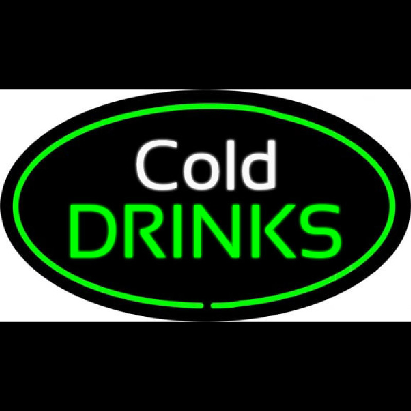 Cold Drinks Oval Green Neontábla
