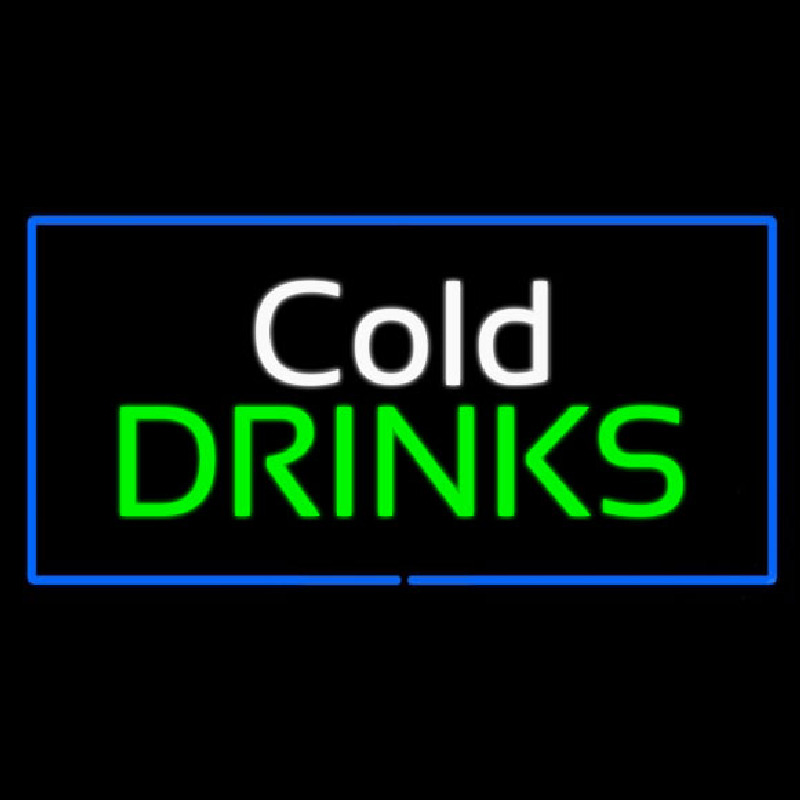 Cold Drinks Rectangle Blue Neontábla