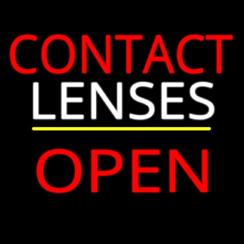 Contact Lenses Block Open Yellow Line Neontábla