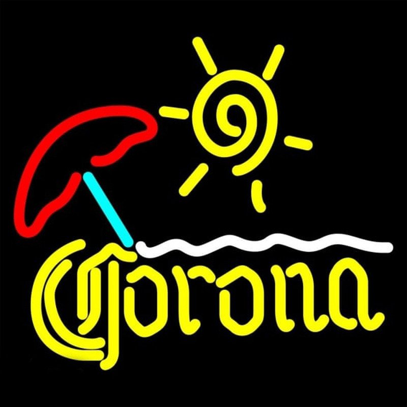 Corona Beach Sun Umbrella On Sand Beer Sign Neontábla