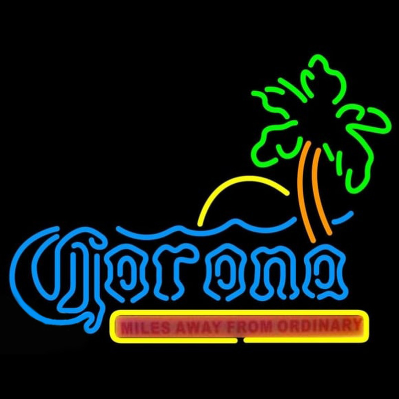 Corona Beach Sunset Tree Beer Sign Neontábla
