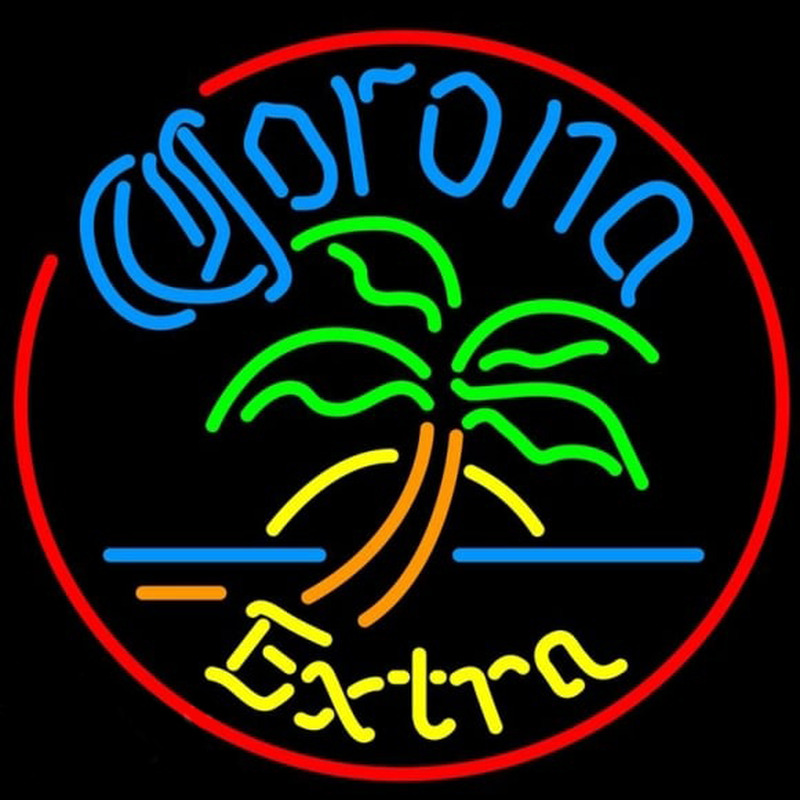 Corona E tra Circle Palm Tree Beer Sign Neontábla