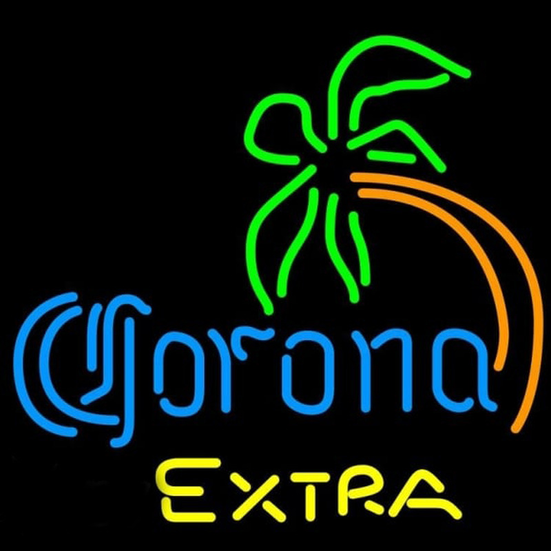 Corona E tra Curved Palm Tree Beer Sign Neontábla