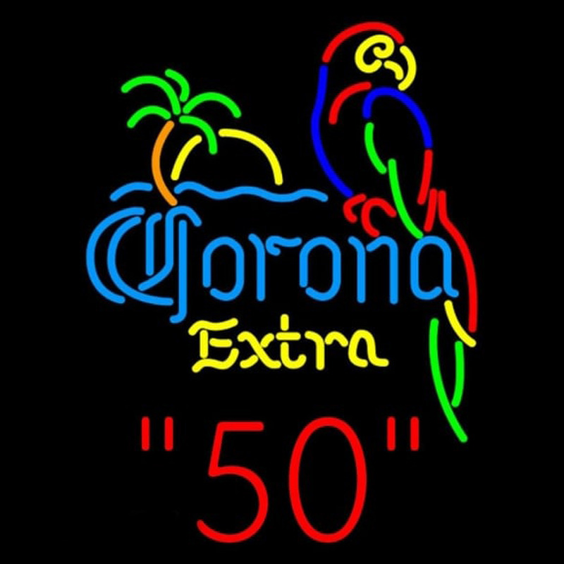 Corona E tra Parrot with Palm 50 Beer Sign Neontábla