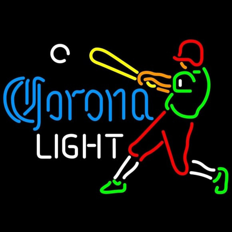 Corona Light Baseball Player Beer Sign Neontábla