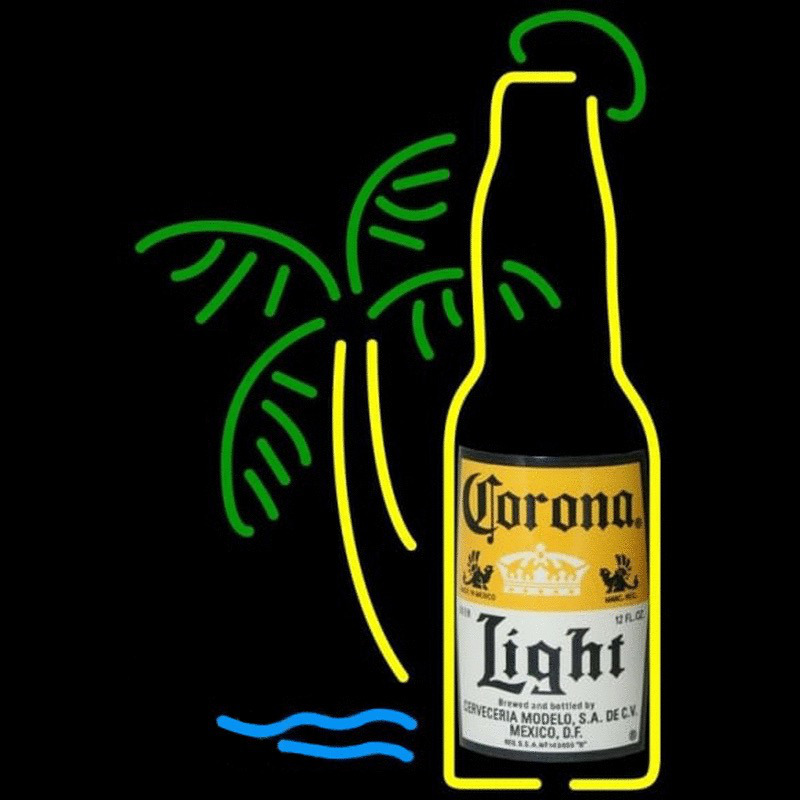 Corona Light Bottle W Palm Tree Beer Sign Neontábla